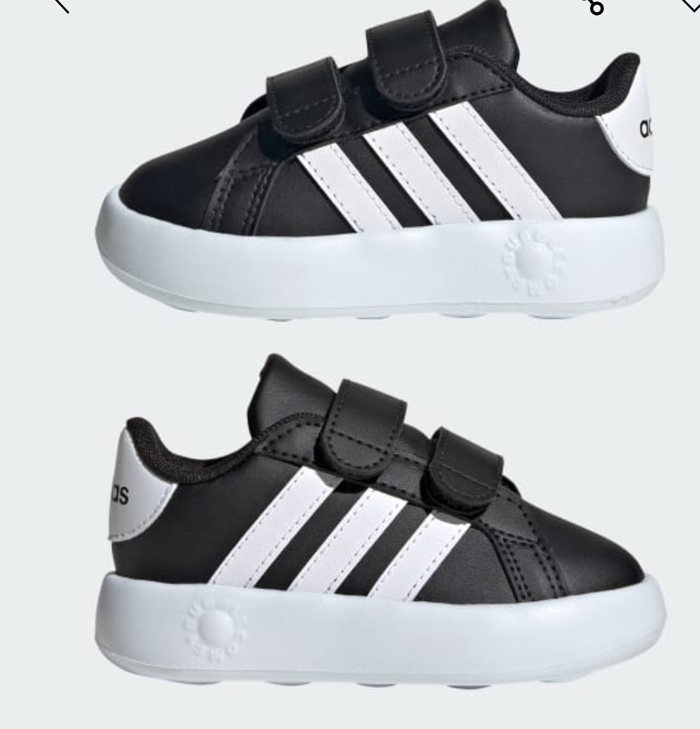 Tenis Adidas Grand Court Base 2.0 Negro/Blanco Bebe