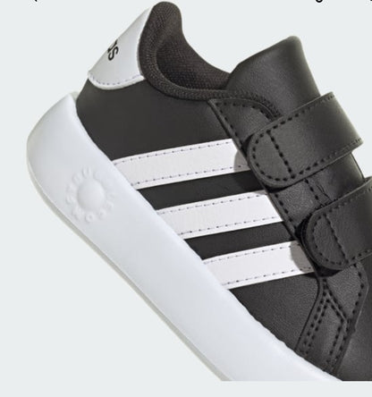 Tenis Adidas Grand Court Base 2.0 Negro/Blanco Bebe